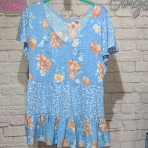 Catos Floral Blue Women's Top